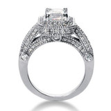 Legend 2.5 Carat Emerald Cut Laboratory Grown Diamond Simulant Cubic Zirconia Pave Halo Cathedral Solitaire Engagement Ring. Legend 2.5 Carat Emerald Cut Laboratory Grown Diamond Simulant Cubic Zirconia Pave Halo Cathedral Solitaire Engagement Ring.