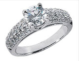 Avanti 1 Carat Round Laboratory Grown Diamond Simulant Cubic Zirconia U Shaped Pave Set Solitaire Engagement Ring.