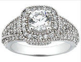 Quintana 2 carat 8mm round laboratory grown diamond alternative cubic zirconia halo pave engagement ring in 18k white gold. Quintana 2 carat 8mm round laboratory grown diamond alternative cubic zirconia halo pave engagement ring in 18k white gold.