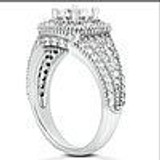 Quintana 2 carat 8mm round lab grown diamond simulant cubic zirconia halo pave engagement ring in platinum.