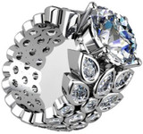 Garden of Eden 5.5 carat round lab created cubic zirconia eternity engagement ring in 14k gold and platinum.