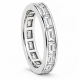 Horizontal channel set lab created diamond look quality cubic zirconia straight baguette eternity band in platinum.