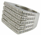 Larissa Pave Set Round Five Row Band with lab grown diamond quality cubic zirconia in 14k white gold.