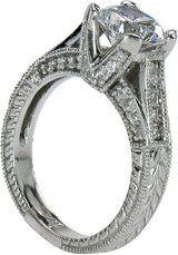 Christoph 1.5 carat round lab grown diamond alternative cubic zirconia cathedral style antique estate in 14k gold.