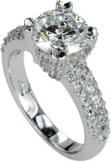 Round 2 Carat Micro Pave Engagement Ring with lab grown diamond simulant cubic zirconia in 14k white gold. Round 2 Carat Micro Pave Engagement Ring with lab grown diamond simulant cubic zirconia in 14k white gold.