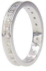 Fenton pave set round lab grown diamond alternative cubic zirconia eternity band in 14k white gold.
