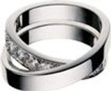 Infinity Pave Set Unisex Wedding Band with lab grown diamond simulant cubic zirconia in 14k white gold.