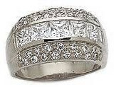 Shauna Channel Set Princess Cut Pave Band with lab grown diamond quality cubic zirconia in 14k white gold.