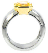 Alpha 2.5 Carat Canary Asscher Cut Laboratory Grown Diamond Alternative Cubic Zirconia Solitaire Engagement Ring