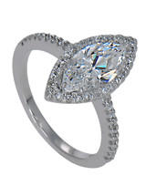 LaRue 2 Carat Marquise Lab Grown Diamond Simulant Cubic Zirconia Pave Set Round Halo Solitaire Engagement Ring