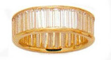 Large 6mm Channel Set Lab Grown Diamond Look Cubic Zirconia Baguette Eternity Band in 14K Yellow Gold.