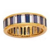 3.5mm Small Channel Set Lab Grown Diamond Look Cubic Zirconia Baguette Eternity Band in 14K Yellow Gold.