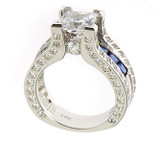 Cordova 1.5 carat princess cut lab grown diamond alternative cubic zirconia engagement ring with a European shank in 14k white gold.