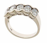 Sunset oval .50 carat lab grown diamond look cubic zirconia anniversary band in 14k white gold.