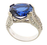 Lateese 9 carat oval and pave round lab grown diamond simulant cubic zirconia solitaire engagement ring in 14k white gold.