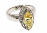 Martinique 3 carat lab grown diamond simulant cubic zirconia marquise canary halo engagement ring in platinum.