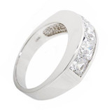 Estair Princess Cut Channel Set Men's Ring Band with lab grown diamond look cubic zirconia in 14k white gold.