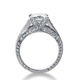 Clarisse 2.5 carat princess cut lab grown diamond alternative cubic zirconia cathedral engraved solitaire in platinum.