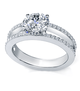 Britney 2 Carat Round Laboratory Grown Diamond Look Cubic Zirconia Micro Pave Split Shank Engagement Ring.