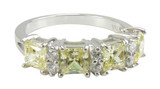 Promenade princess cut and round lab created diamond look cubic zirconia canary anniversary band in 14k white gold.