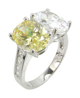 Hilton 2.5 carat two stone oval laboratory grown diamond alternative cubic zirconia toi et moi engagement ring in 14k white gold.
