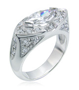 Marquesa 2 carat marquise laboratory grown diamond alternative horizontal estate ring in 14k gold.
