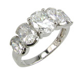 Ovalations 1 carat oval laboratory grown diamond alternative with graduated bezel set five stone band in 14k white gold.
