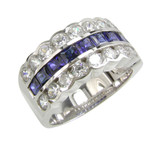 La Scalla Scalloped Round Channel Set Princess Cut Band with lab grown diamond alternative cubic zirconia in 14k white gold.