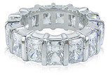 Bar Set .75 Carat Each Emerald Cut Lab Grown Diamond Quality Cubic Zirconia Eternity Band in Platinum.