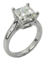 1.5 Carat Step Cut Square Laboratory Grown Diamond Look Cubic Zirconia Sex and the City Ring Inspiration Solitaire Engagement Ring in 14k white gold
