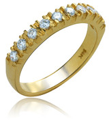 Gracieux round lab grown diamond alternative cubic zirconia prong set anniversary wedding band in 14k yellow gold.