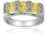 Ria Channel Set Radiant Emerald Cut Cubic Zirconia Canary Pave  Anniversary Band version-1
