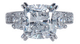 Cushion cut 5.5 carat and oval lab grown diamond alternative cubic zirconia vintage antique estate style engagement ring 14k white gold.