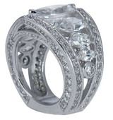 Maxim 4.5 carat marquise lab grown diamond look cubic zirconia graduating ring in 18k white gold.