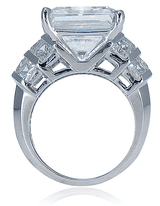 Paraisso 8.5 carat princess cut center and channel set lab created cubic zirconia ring in 18k white gold.