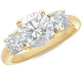Three Stone Round 2 Carat Center Laboratory Grown Diamond Alternative Cubic Zirconia Engagement Anniversary Ring