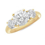 Three Stone Round .75 Carat Center Laboratory Grown Diamond Alternative Cubic Zirconia Engagement Anniversary Ring