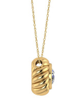 Triton 1 carat round simulated lab grown diamond quality cubic zirconia bezel set twisted rope pendant in 14k yellow gold.