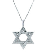 Star of David Pave Set Pendant with lab grown diamond simulant cubic zirconia in 14k white gold.