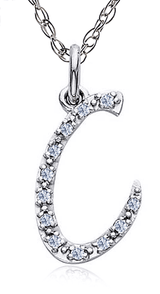 Monogram initial pave lab grown diamond simulant cubic zirconia letter pendant in 14k white gold.