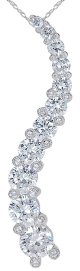 Infini Graduated Round Journey Pendant with prong set lab grown diamond alternative cubic zirconia in 14k white gold.
