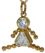 Girl Bezel Set Trillion Round Pendant with lab grown diamond alternative cubic zirconia in 14k yellow gold.