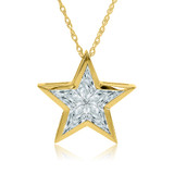 Super Star Kite Cut Channel Set Pendant with lab grown diamond alternative cubic zirconia in 14k yellow gold.