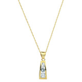 Legacy Graduated Three Stone Round Pendant with laboratory grown diamond look cubic zirconia in 14k yellow gold.