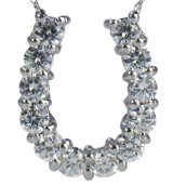 Sex & the City Inspired Prong Set Round Horseshoe Necklace with lab grown diamond look cubic zirconia in 14k white gold.