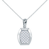 Cosmo Dog Tag Checkerboard Pendant with pave set round lab grown diamond look cubic zirconia in 14k white gold.