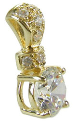 Pave Bail Solitaire 2 Carat Round Pendant with lab grown diamond alternative cubic zirconia in 14k yellow gold.