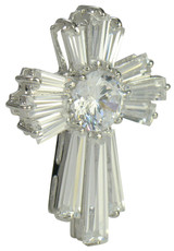 Stratford Round and Baguette Cross Pendant with lab grown diamond alternative cubic zirconia in 14k white gold.
