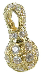 Pave Perfume Bottle Pendant with lab grown diamond alternative cubic zirconia in 14k yellow gold.