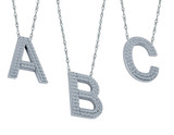 Capital letter initial pave laboratory grown diamond look cubic zirconia necklace in 14k white gold.